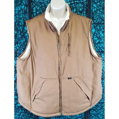 NUEVO CON ETIQUETAS LEE ROPA DE TRABAJO PARA HOMBRES CHALECO DE LONA CREMALLERA COMPLETA FORRADO SHERPA XXL MARRÓN #LM32VT 688 Foto 1 de 4