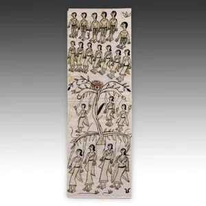 PAT O CUENTO ROLLO PINTURA GENTE SANTAL BIHAR JHARKHAND INDIA PRINCIPIOS DEL SIGLO XX.  - Imagen 1 de 5