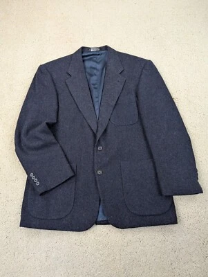 Lands End Sport Coat Mens 42R Blue Wool Tweed Blazer Suit Jacket Vintage Navy - Image 1 of 4