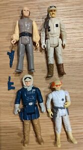 Original Vintage Kenner Star Wars Figures Lobot, Han Solo Hoth, Rebel Commander