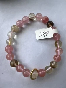 Multicolor Beaded Bracelet, 7.5in, Multicolor Beads, Pink, Gold, Clear, Brown - Bild 1 von 3