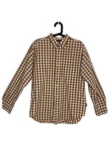 Vintage Patagonia Mens Medium Button Shirt Gingham Brown Long Sleeve Organic  - Picture 1 of 7