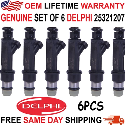 OEM DELPHI 6pcs Fuel Injectors for 2002, 2003, 2004, 2005 GMC Envoy 4.2L V6 - Image 1 of 4