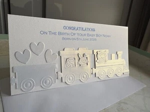 Personalised, Congratulations on the birth of your Baby Boy card, DL, - Picture 1 of 11