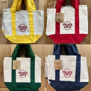 Trader Joe’s Mini Canvas Reusable Tote Bags Set Of All 4 Colors New With Tags - Picture 1 of 14