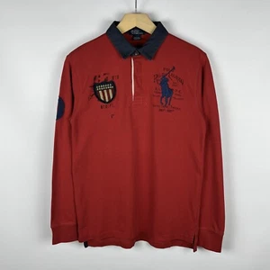 Vintage Polo Ralph Lauren USA Big Logo Youth Rugby Shirt Size 14-16 Desigher - Picture 1 of 11