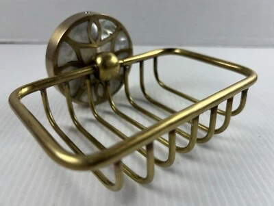 Brass Soap Dish Sponge Holder Mother of Pearl for Vintage Bathroom Wall Mount - Image 1 of 4