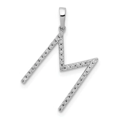 14k White Gold Diamond Initial M Pendant - Image 1 of 4