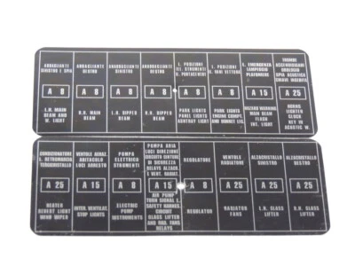 Caja de fusibles Ferrari Dino 246 GT GTS cubierta placa calcomanía modelo EE. UU. 1966-74 aluminio nuevo Foto 1 de 2