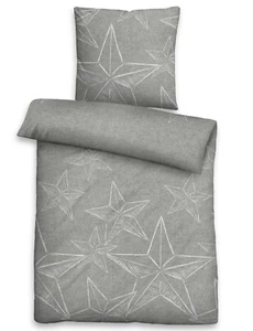 Biberna Melange-Flanell Bettwäsche 840504-017 Sterne 100% Baumwolle 135x200 cm - Bild 1 von 3