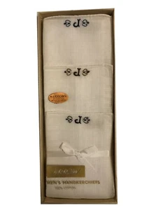 vtg 50s/60s ARROW men's Set of 3 Handkerchiefs Hand Rolled & Monogrammed NIP - Picture 1 of 5