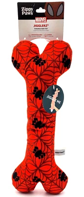 ZIPPYPAWS Zippy Paws Marvel Spiderman Bone Plush Squeaky Tug & Shake Dog Toy 14"