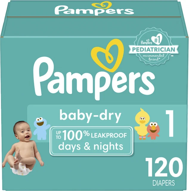 Pampers Baby Dry Disposable Diapers Size 1 (8-14 lb) - 120 Count