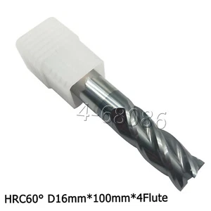 HRC60° 16 mm φ16× 100 4 flautas carburo de tungsteno extremo molino cortador herramienta de torneado - Imagen 1 de 2