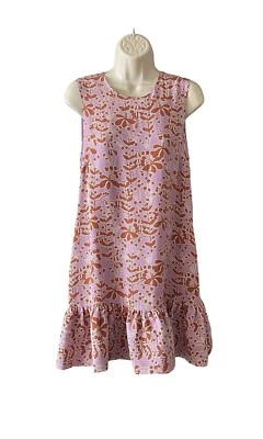 Vestido Cynthia Rowley 100 % seda púrpura óxido estampado floral cintura caída talla 6 bolsillos Foto 1 de 4