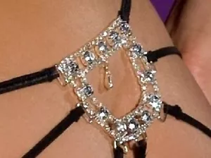 Splendour Quality Black Diamond Diamante Brief/Thong 12/14 14/16 16/18 RRP£20 - Picture 1 of 7