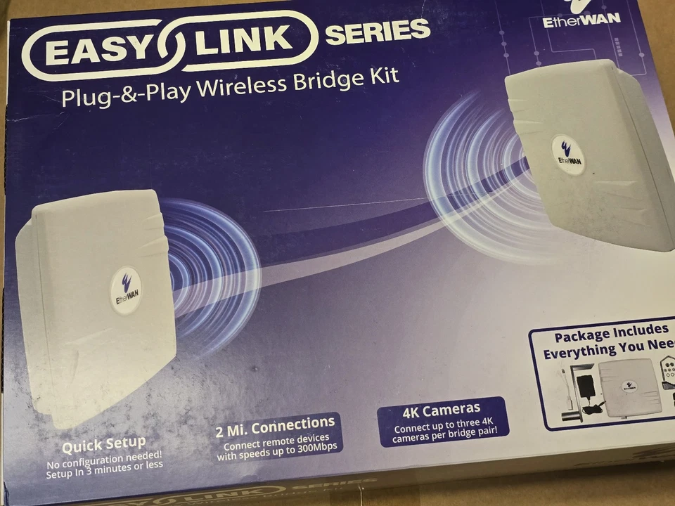 NEW EtherWAN Systems EASYLINK-300-US Wireless Bridge Kit Easy Link 300 PTP point - Image 1 of 1