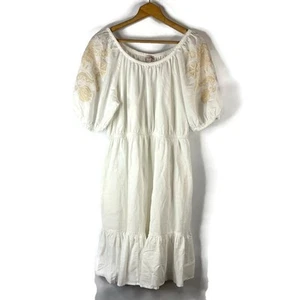 Abito prendisole donna Knox Rose taglia grande bianco ricamato floreale contadino - Foto 1 di 11