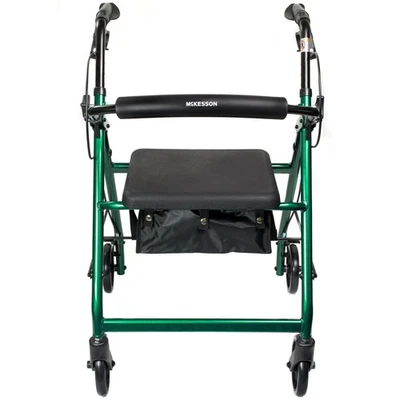 McKesson Upright Rollator Walker Folding 32 to 37” Handle Height 146-R726GR - Image 1 of 4