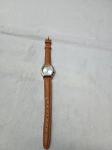 Nine & Co Silver Tone Dial Round leather Band Untested-for Parts Or Repair - Picture 1 of 11