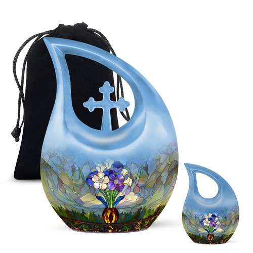 Stained Glass Urn & Cremation Urn For Human Ashes: 10 Inch Memory Keeper