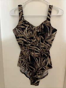Lands’ End Damen-Badeanzug braun & schwarz Palmblatt Einteiler Größe 10 - Bild 1 von 4