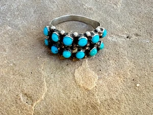 Vintage Indianer Zuni Türkis Cluster Ring Sterlingsilber Größe 7 - Bild 1 von 3