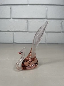 VTG Pink Art Glass Roadrunner Bird Figurine Small Hand Blown Ornament Decorative - Afbeelding 1 van 8