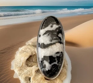 Size 9 White Buffalo Turquoise Gemstone Ring - 925 Silver plated- New - Bild 1 von 5