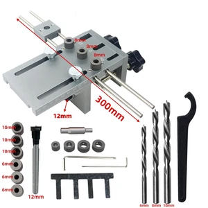 Plantilla de posicionamiento de orificios tres en uno para perforación y perforación de carpintería - Imagen 1 de 9