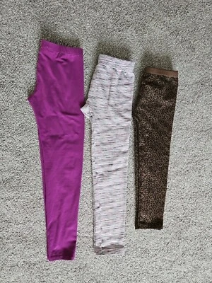 Girls Leggings, Winter Warm Leggings Animal Print Pink Purple Mixed Lot of 3 - Image 1 of 4