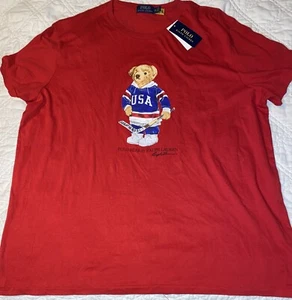 Polo Ralph Lauren Polo Bear Hockey USA Shirt Men’s Sz 2XL Red - Picture 1 of 6