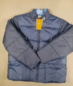 VTG Nike Puffer Jacket Girls Large L Navy Blue Logo New BNWT Y2K 00s Coat Logo - Picture 1 of 11