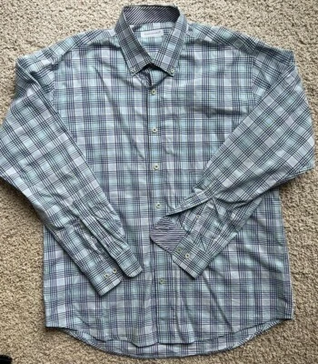 Men’s Alex Cannon Blue Green Check Dress Shirt Size 16.5/33 - Image 1 of 3