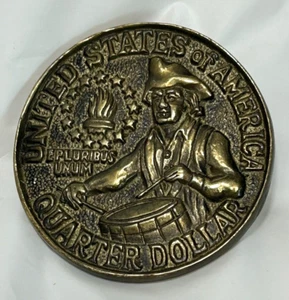 UNITED STATES QUARTER DOLLAR Solid Brass Belt Buckle 1970'S ... - Picture 1 of 6
