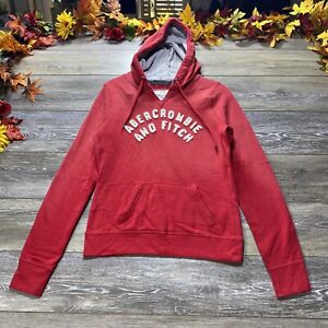 Abercrombie & Fitch Womens Hoodie Size Medium Red Sweatshirt Pullover  Logo