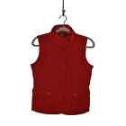 TALBOTS $99 Stand Collar Quilted Button-Down Vest Red Petite P
