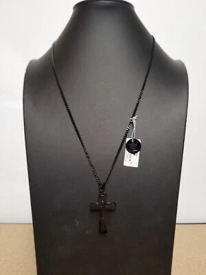 Black Stainless Steel Layered Cross Pendant 24" Necklace - Image 1 of 3