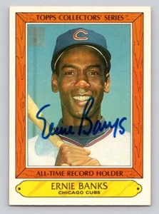 ERNIE BANKS 1985 Topps TCG Autographed MLB card TTM/IP signature - Picture 1 of 2