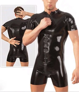 100% Latex Rubber Catsuit Black Cosplay Tights Jumpsuit 0.4mm Size S-XXL - Picture 1 of 4