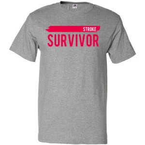 Inktastic Stroke Survivor T-Shirt Awareness Red Ribbon Mens Adult Clothing Tees - Picture 1 of 13
