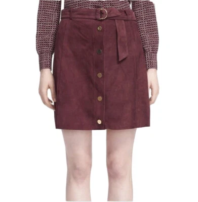 Falda de gamuza Kate Spade talla 12 Spencer Court broches de presión vino medianoche $578 Foto 1 de 4