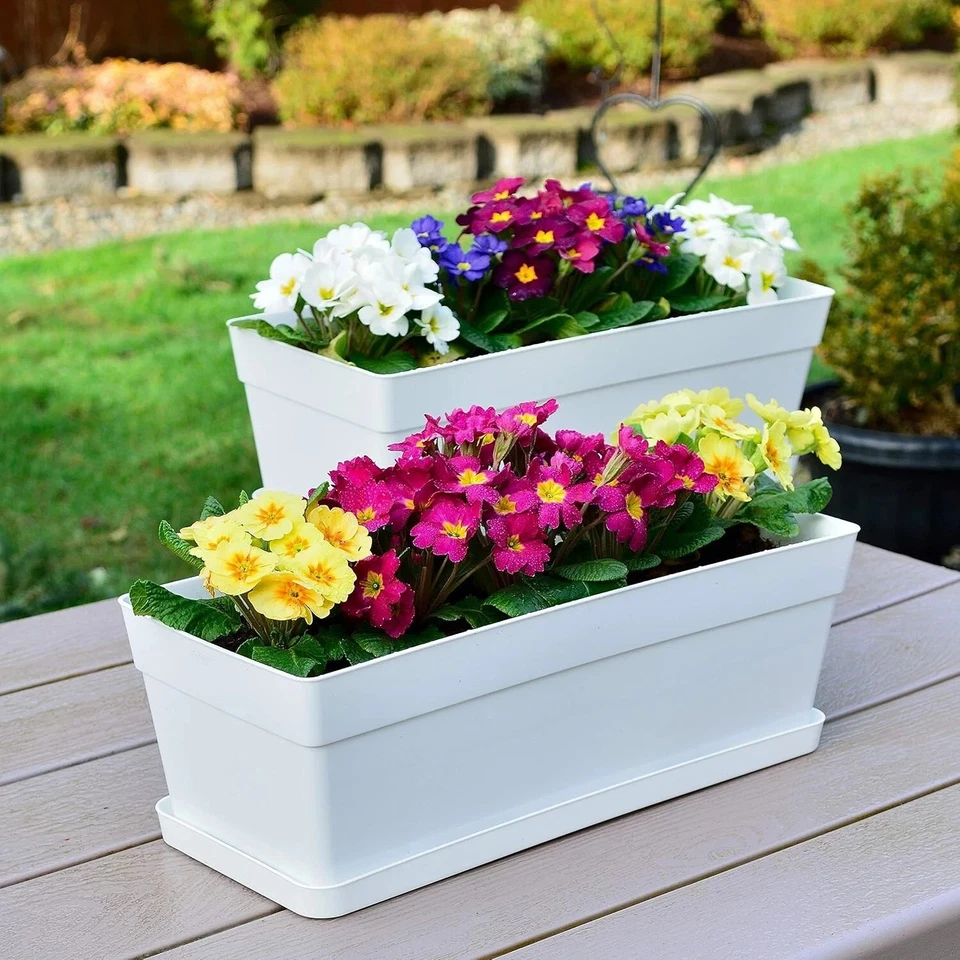 3 упаковки 15 дюймов пластиковая оконная коробка для рассады, высокопрочная, цветочная коробка для рассады - Изображение 1 из 3