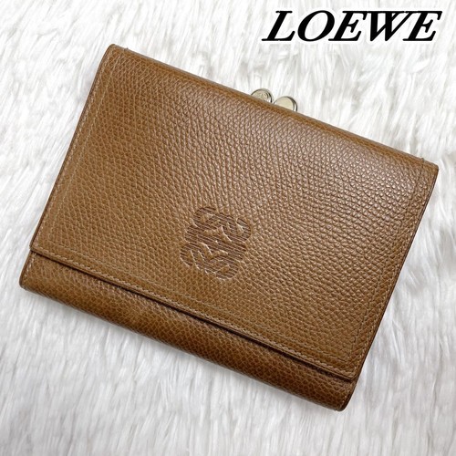 Loewe Tri F Anagram Raro Cappotto Logo Goffrato Portafoglio Pelle