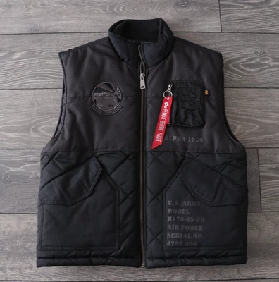 ALPHA INDUSTRIES BOMBER VEST FLYERS COLD WEATHER JACKET AIR FORCE BLACK MENS XXL - Image 1 of 4