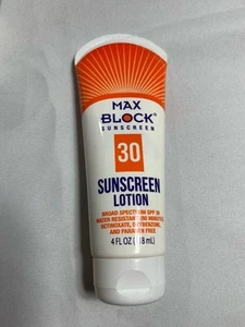 MAX BLOCK Sunscreen Lotion SPF 30 Water Resistant (NOS)*** - Picture 1 of 2