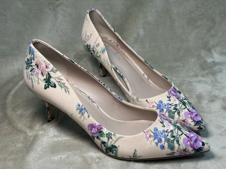 Zapatos de salón sexy de tacón florales Addie talla 8,5 Charles David Anthropologie nuevos sin etiquetas Foto 1 de 4