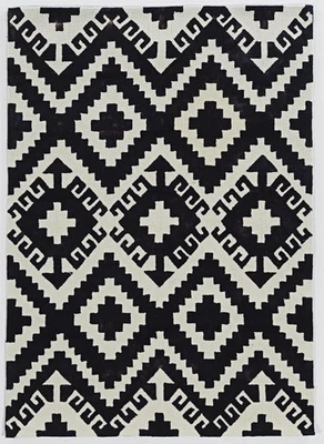 Alfombra Linon Trípoli Poli Espacialy Poliéster 5'x7' en Marfil y Negro Foto 1 de 4