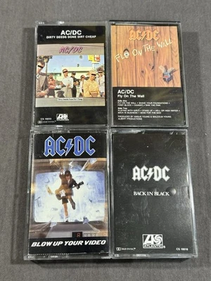 AC/DC 4 Cassette Tape Lot Dirty Deeds Fly Back In Black Blow Up - Image 1 of 4