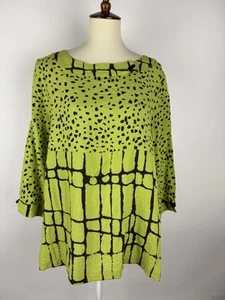 Túnica Ali Miles Mujer Talla M Verde Negra Texturizada Manga 3/4 Cuello Barco Panecillos - Imagen 1 de 13
